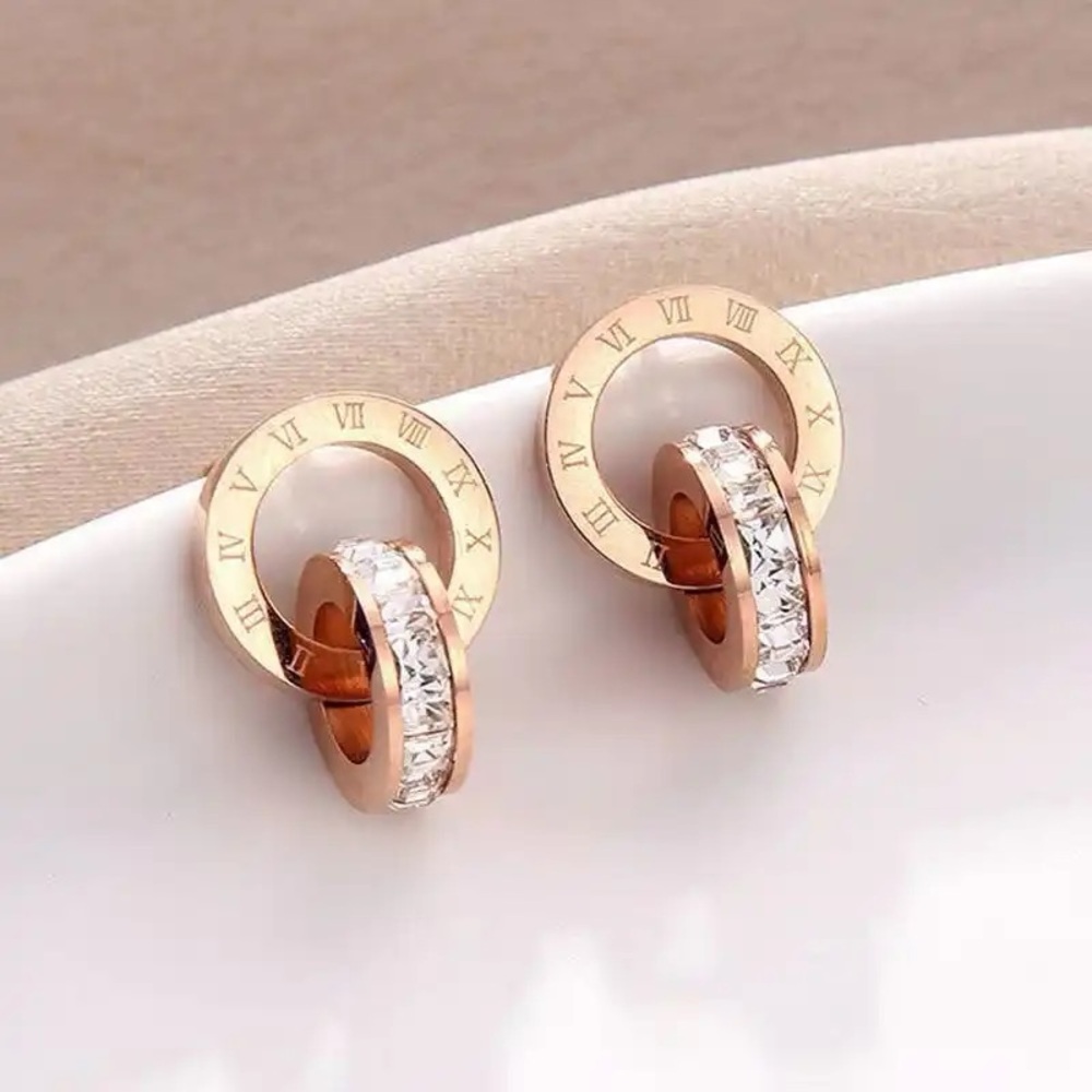 Gold Roman Numeral Earrings